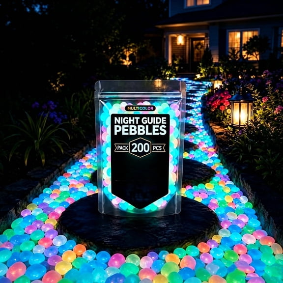 Night Guide Pebbles, 2026 New Colorful Glow-In-The-Dark Garden Stones, Solar Luminous Pebbles for Walkway, Planter & Fish Tank