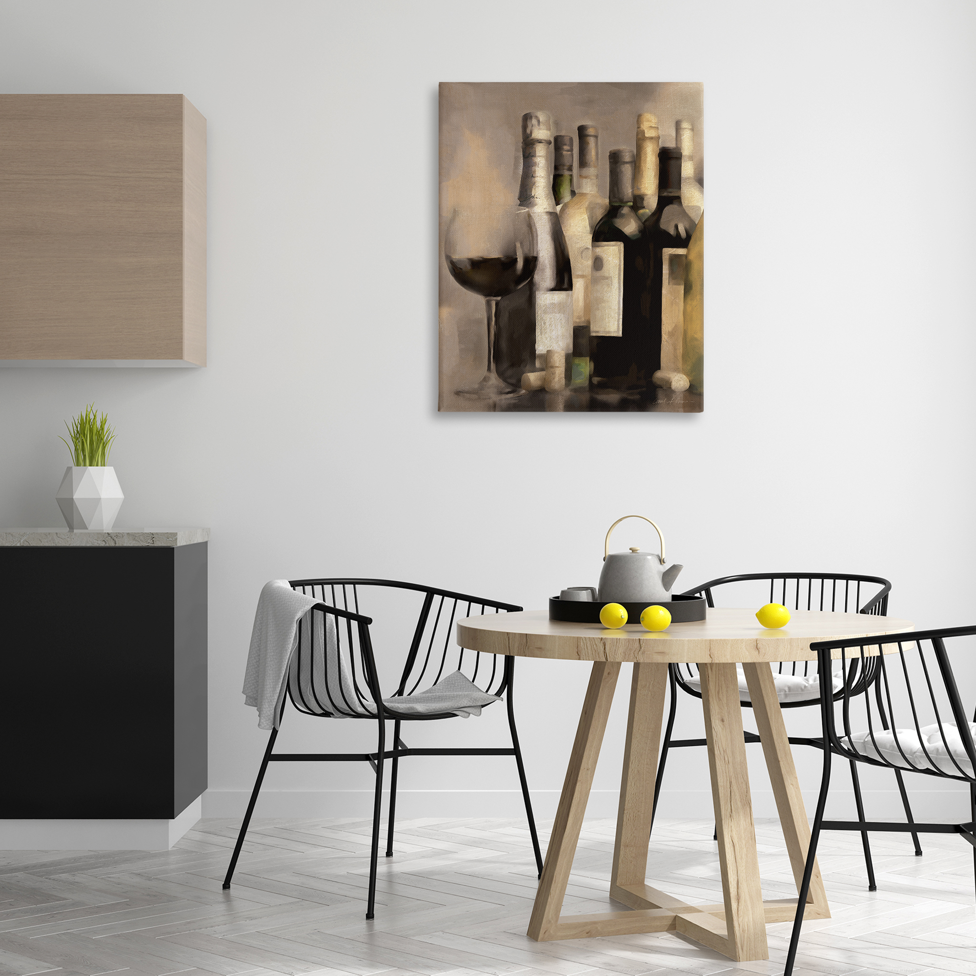 Stupell Industries Wine Glass with Bottles Food & Beverage Painting Wrapped Canvas Art Print Wall Art, 30 x 40