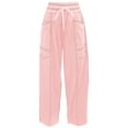 thumbnail image 4 of Arlun Womens Barrel Sweatpants High Waisted Wide Leg Casual Pants Drawstring Athletic Baggy Stylish 3D Striped Design Printed Trousers Loose Comfort Joggers with Pockets Pink M, 4 of 5