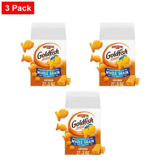Goldfish Baked With Whole Grain Cheddar Cheese Crackers 27.3 oz - 3 Pack