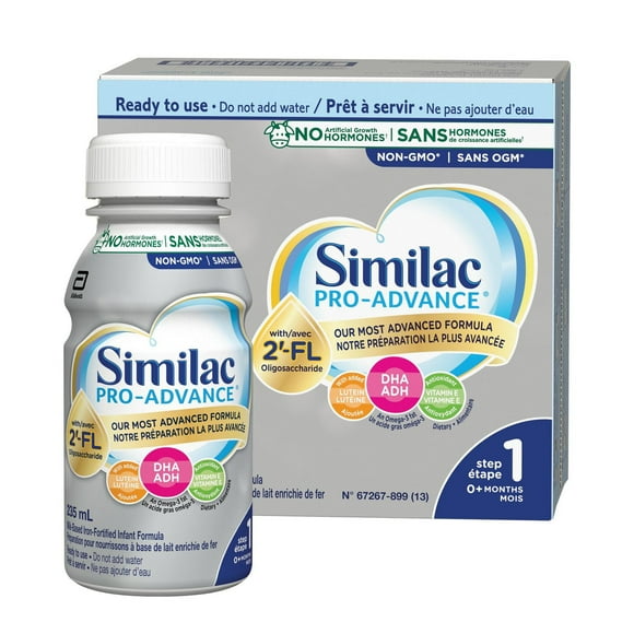 Similac Pro-Advance Étape 1, Notre Préparation La Plus Proche Du Lait Maternel Avec Du 2’-FL, Facile À Digérer, 0+ Mois, Prête À Servir, 16 x 235 mL prête à servir, 16 x 235 mL