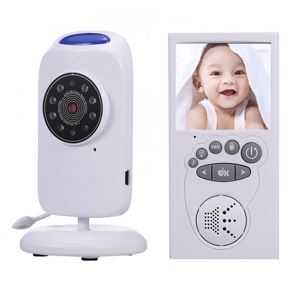 GJX Wireless Audio Baby Monitor Digital Video Baby Monitor 2.4-Inch Color Tft with 5 Lullabies Infrared Night Vision Two-Way Talk Back Vox Mode Temperature Detection