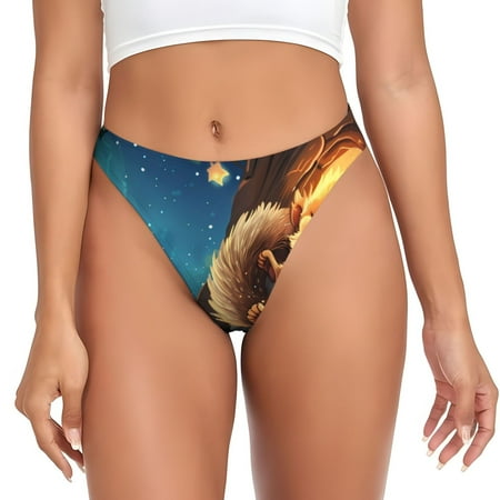 Qokaie Squirrel Sleeping In Tree Printed Women s Cotton Thong Underwear  Sexy Breathable Panties G-string-3X-Large