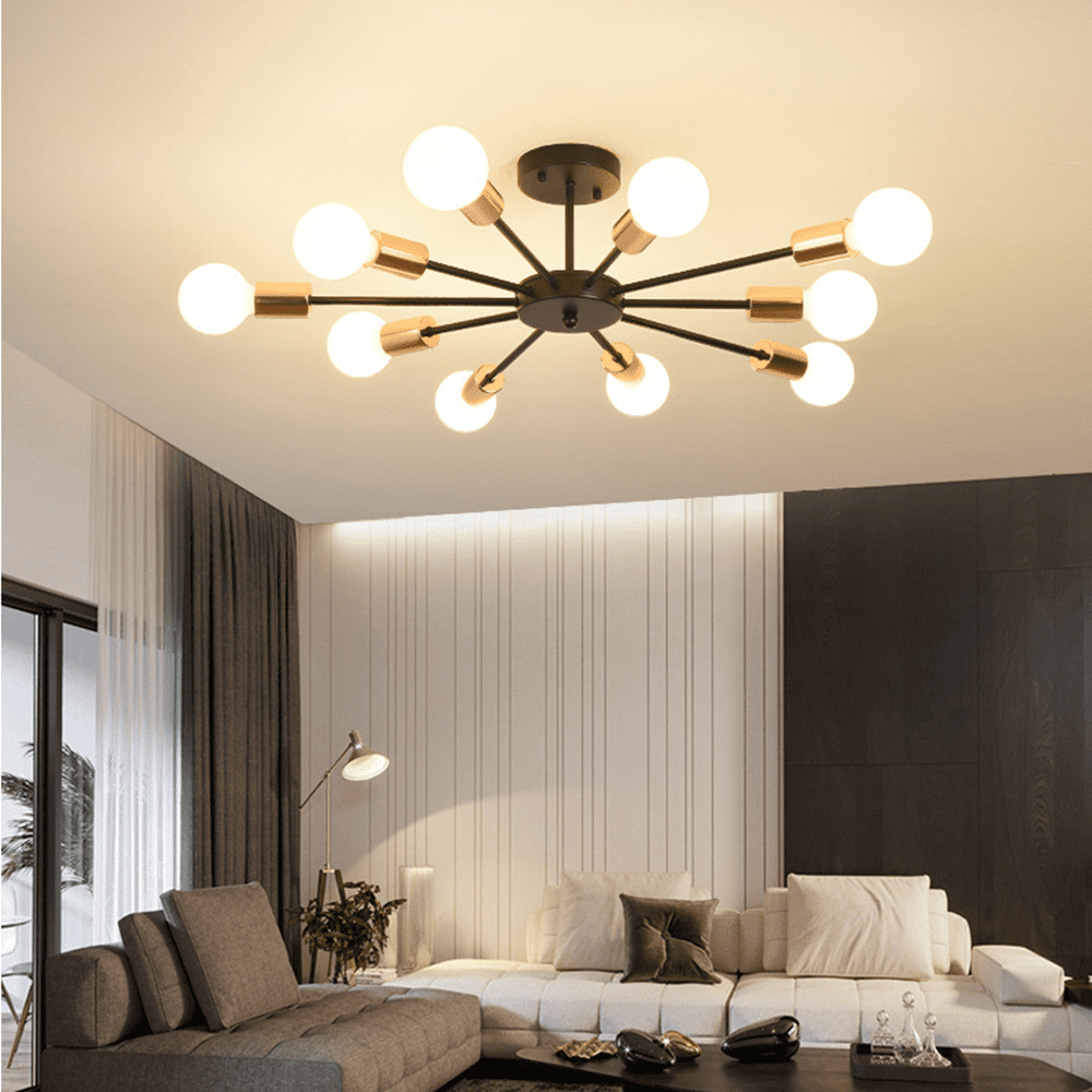 Black Sputnik Chandeliers 10 Lights Modern Pendant Lighting Industrial Vintage Ceiling Light Fixture