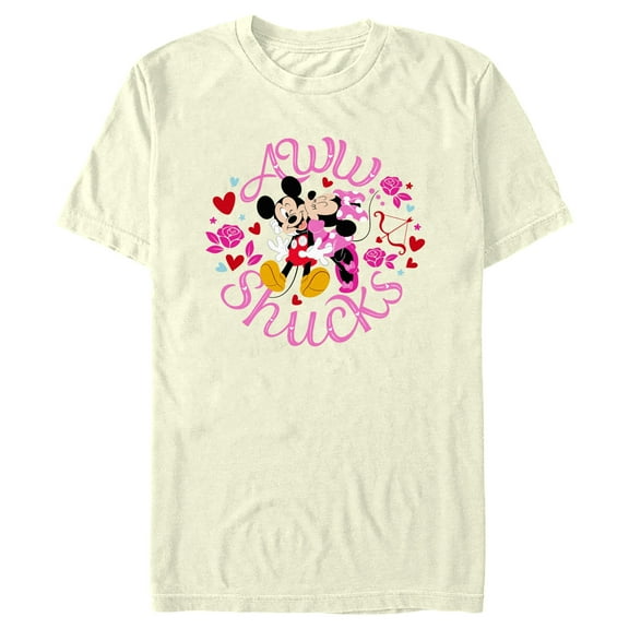 Men's Mickey & Friends Aww Shucks Minnie Kiss Graphic Tee Beige 2X Large