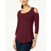 JM Collection Collection Cold-Shoulder Top Wine Size 2 Extra Large