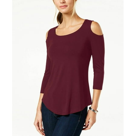 JM Collection Collection Cold-Shoulder Top Wine Size 2 Extra Large
