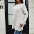thumbnail image 5 of Women's Winter Loose Versatile One-shoulder Solid Color Mid-length Knitted Sweater for Fall and Winter, Cozy and Chic, Ideal for Seasonal Outfits,White,Size 2XL, 5 of 6