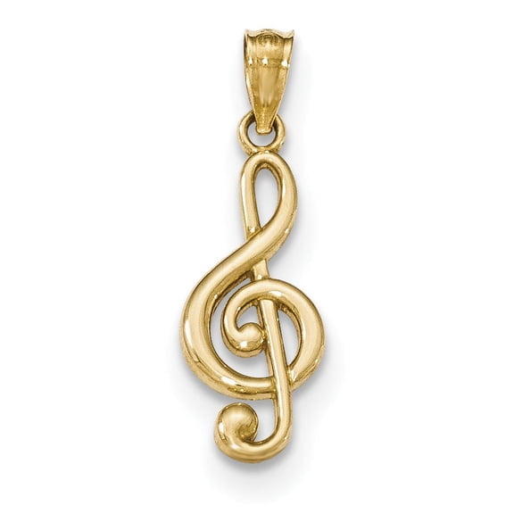 14k Gold Polished Music Note Pendant