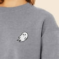 thumbnail image 5 of Dalix Ghost Embroidered Fleece Relaxed Boxy Fit Long Sleeve Crewneck Sweatshirt Womens in Heather Gray M Medium, 5 of 5
