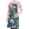 thumbnail image 5 of Pioneer Flower Floral Print Pattern Apron-Garden Aprons for Women with Pockets-Cotton Linen Waterproof Kitchen Cooking Gardening Aprons Adjustable for Kitchen,Cooking,BBQ and Salon 33x27 Inch, 5 of 7