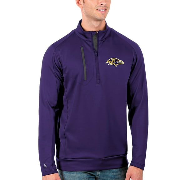 Men's Antigua Purple/Charcoal Baltimore Ravens Generation Quarter-Zip Pullover Jacket