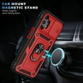 thumbnail image 5 of Compatible with Samsung Galaxy A32 5G with Sliding Cover Lens Protection & Kickstand, Built-in 360° Rotate Ring Stand Magnetic Card Slot Hybrid Cover Case for Samsung Galaxy A32 5G, Red+Black, 5 of 8