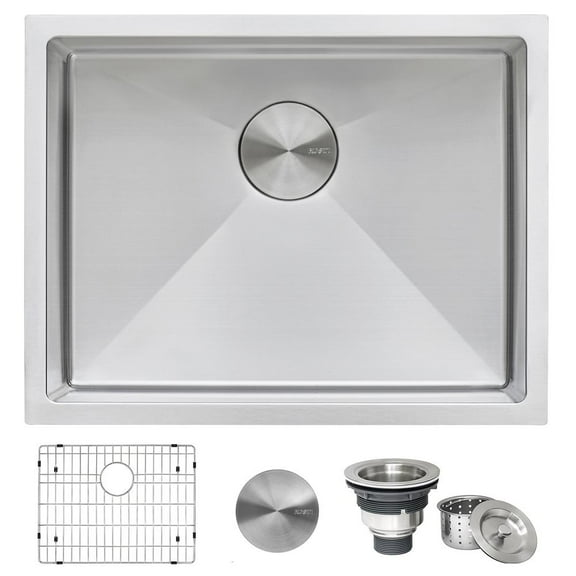 Ruvati 23-inch Undermount Kitchen Sink 16 Gauge Corners Single Bowl