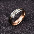 thumbnail image 5 of 6mm Tungsten Wedding Band for Women Men Rose Gold Plated Groove Polished Beveled Edge Comfort Fit Size 7-12, 5 of 6