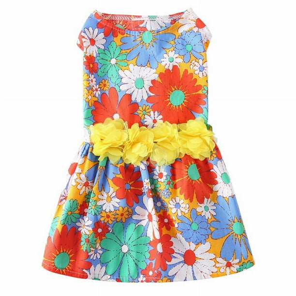 Vestidos para perros Apuakthei para perros pequeños: vestido para perros pequeños con estampado de flores de colores, vestido para cachorros, ropa para perros de verano