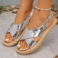 thumbnail image 6 of GERsome Womens Flat Sandals Open Toe Cross Strap Slip-On Slingback Summer Beach Shoes Casual Walking Sandals, Silver Size 9.5, 6 of 9
