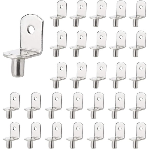 shiyou-30pcs Cabinet Shelf Pegs, L Shaped Shelf Support Pegs Shelf Support Pins Cabinet Shelf Pins Shelf Hole Pins Shelf Bracket Pegs for Bookshelf, Wardrobe, Cabinets, Display Cabinets