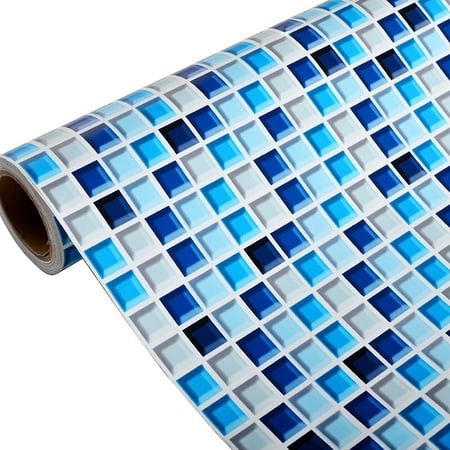 Yenhome Blue Mosaic Wallpaper Peel and Stick Wallpaper 17.7"x120" Kitchen Backsplash Wallpaper Waterproof Bathroom Wallpaper Tile Removable Wall Decor Sticker