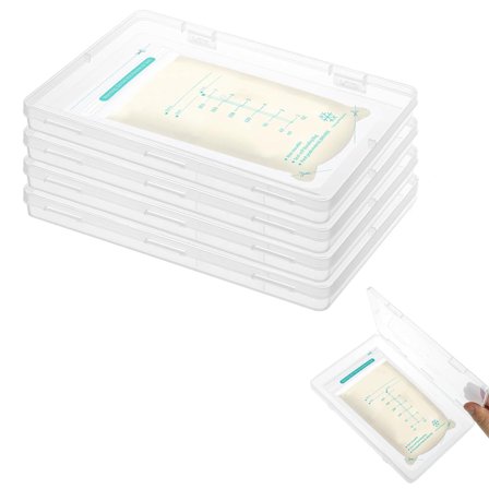 Duslogis 4Pcs Clear Breast Milk Freezer Storage Organizer,Space Saving Breastmilk Freezer Tray for Breastfeeding Bag Organization, Reusable Breastmilk Storage Containers,7.48 x 5.11 x 0.67 in