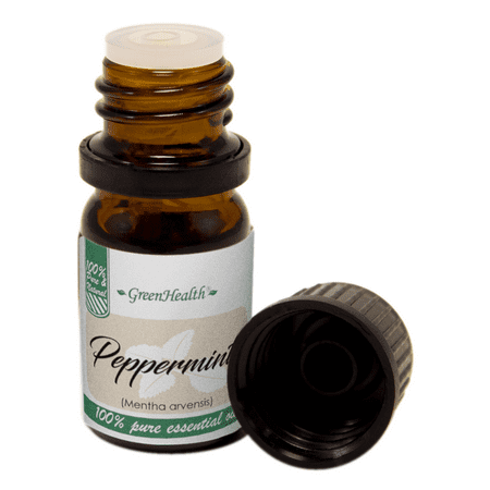 Peppermint Essential Oil - 1/6 fl oz (5 ml) Glass Bottle w/ Euro Dropper - 100% Pure Essential Oil by GreenHealth (2 Pk)