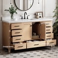 thumbnail image 2 of ARIEL Cambridge 61 Inch Single Rectangle Sink Bathroom Vanity With Pure White Quartz Countertop 1.5 Inch Edge In Oak, 2 of 7