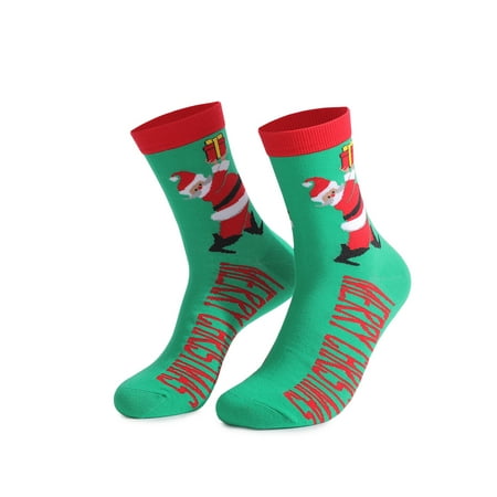 

Michellecmm Christmas Knee-high Stockings Autumn Unisex Mid-calf Length Socks Winter Unisex Santa Claus/Elk/Snowflake Pattern