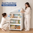 thumbnail image 4 of Collapsible Stackable 165QT Storage Bin with Lid, 3-Pack Rolling Cabinet with Doors for Closet & Home, White, 19.7"W x 12.6"D x 34"H, 4 of 7