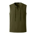thumbnail image 2 of Palato Mens T Shirts,Men's Fashion Drawstring Solid Color Cotton And Linen Sleeveless T-shirt Tops, 2 of 5