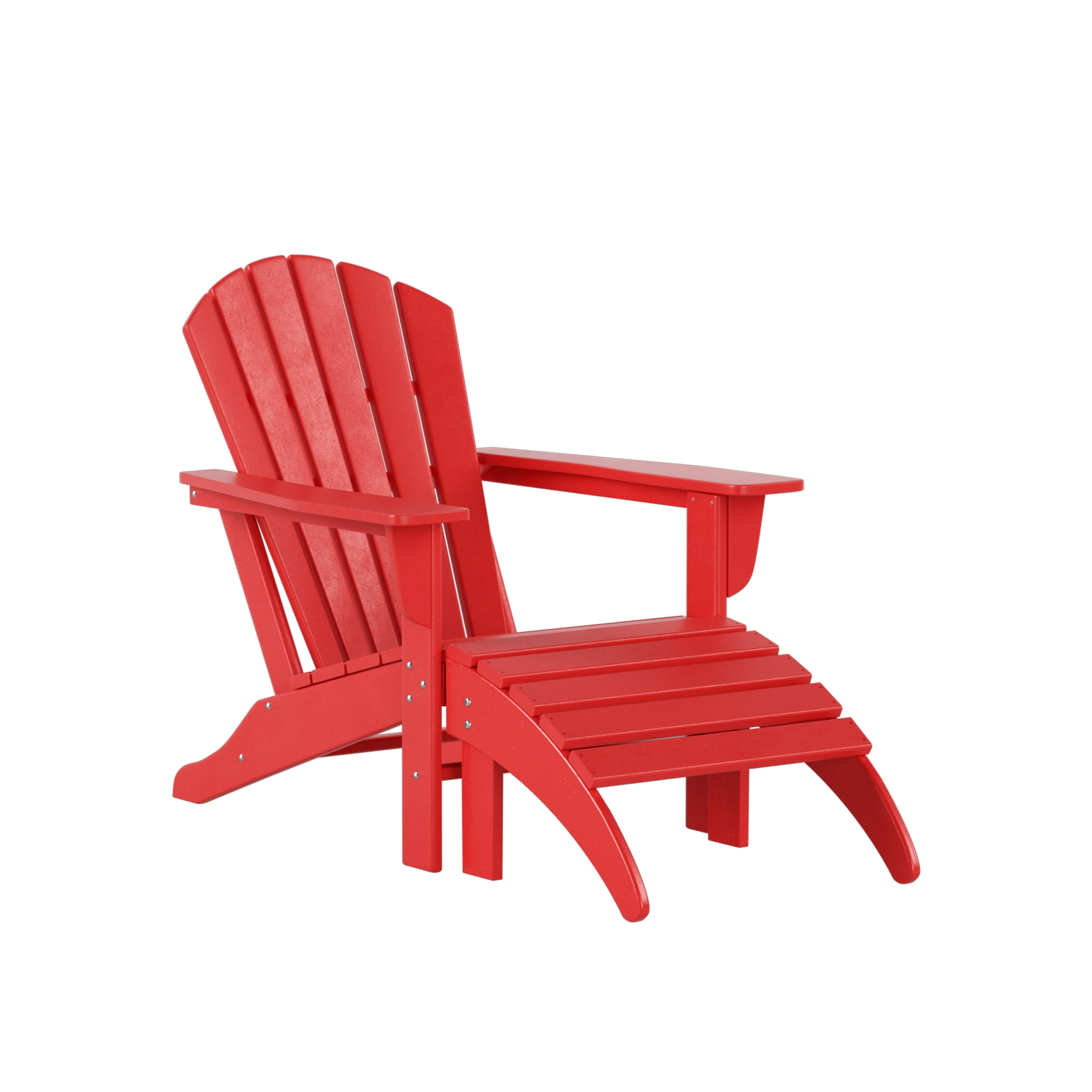 Westin Outdoor 4-Piece Adirondack Patio Chairs with Ottoman Footrest Set, Red