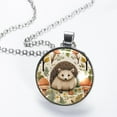 thumbnail image 2 of Hedgehog Elegant Glass Design Circular Pendant Necklace - Stylish Statement Necklaces, 2 of 5