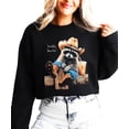 thumbnail image 2 of Howdy Funny Cowboy Raccoon Sweatshirt for Women Men & Kids Western Animal Crewneck Pullover Black Sweatshirt Adult X-Large, 2 of 7