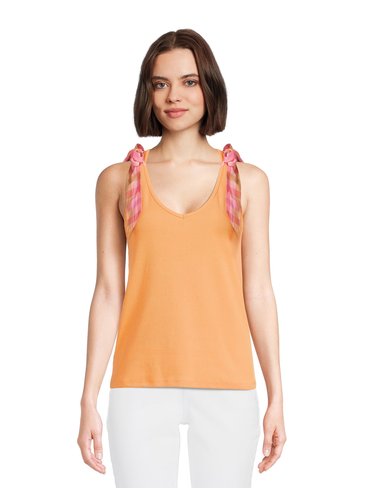 Time and Tru Women's Bow Shoulder Tank Top