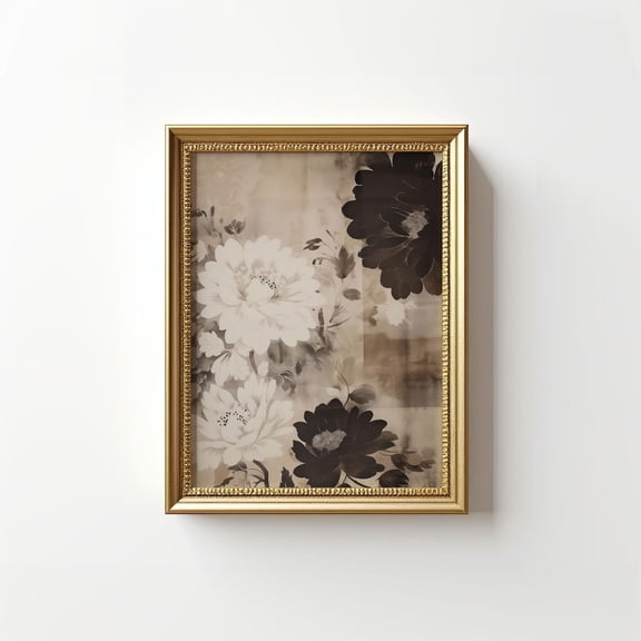 Vintage Floral Textile Wall Art, Moody Botanical Abstract Wall Art, Antique Flower Pattern, Tapestry Aesthetic, Home Decor #215, Unframed Poster Size 8x12