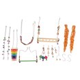 thumbnail image 1 of ZOUSSIQI 12pcs Chicken Coop Toys Colourful Lyre Swing Suspension Bridge Ladder Fruit Forks Mirror Rattan Ball String Set CW2519#16016, 1 of 13