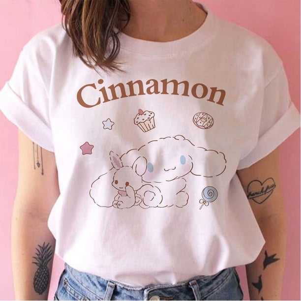 Camiseta de Cinnamoroll Y2k para mujer, ropa Sanrio, camisetas de manga corta, ropa para mujer y Niña