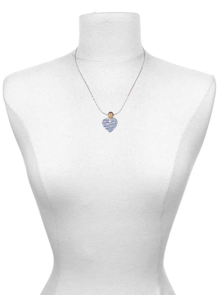 Delight Jewelry Acrylic Small Hologram Heart Mia Monkey Charm Necklace