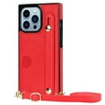 thumbnail image 2 of Allytech Wallet Case for iPhone 16 Pro with Card Slot & Shoulder Strap, Premium PU Leather Adjustable Strap Wristband Kickstand Shockproof Full Protective Cover for Women Men - Red, 2 of 11