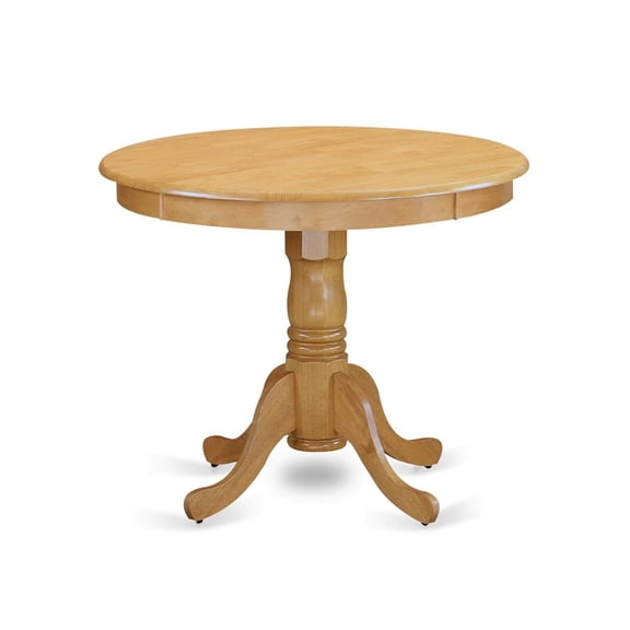 Pemberly Row Contemporary Antique 36" Round Wood Dining Table in Oak