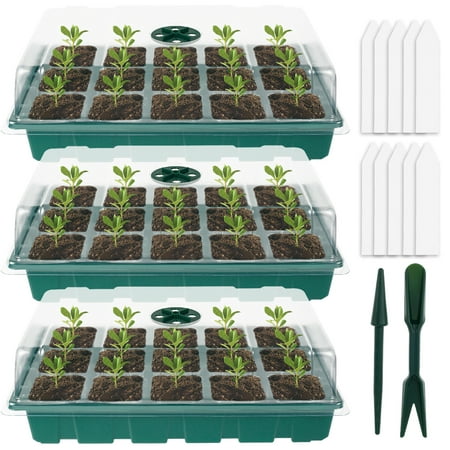 

Toorise 3pcs 15 Cells Seedlings Starter Trays with Transparent Lid and Holes Resusable Seedling Tray Plant Starter Kit Plastic Seed Propagator and Plant Germination Set for Garden Greenhouse