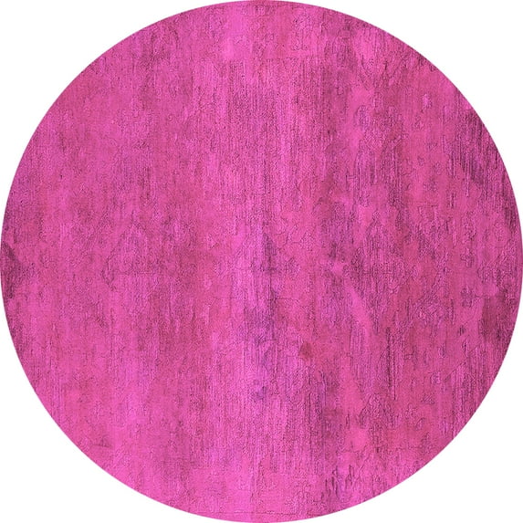 Ahgly Company Indoor Round Oriental Pink Industrial Area Rugs, 8' Round