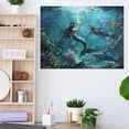 thumbnail image 6 of AVOI Mermaid Wall Art Ocean Dolphin Pictures Wall Decor Mermaid Canvas Painting Print Home Modern Artwork Decorations for Bathroom Living Room Bedroom Office Unframe: 24x20in, 6 of 6