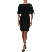 Lauren by Ralph Lauren Women's Petite Sheer-Yoke Dress (0P, Black)