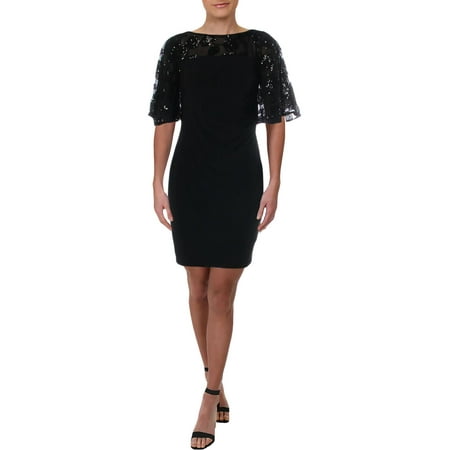 Lauren by Ralph Lauren Women's Petite Sheer-Yoke Dress (0P, Black)