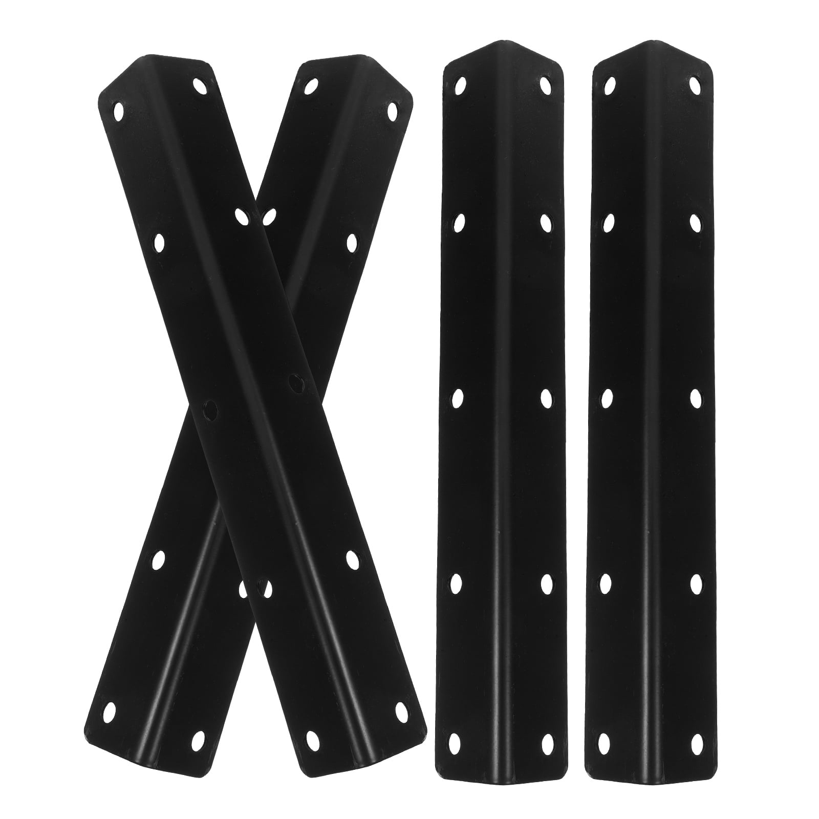 HEMOTON 4-Pack Black Metal Shelf Brackets 20x2.5x2.5 cm Heavy Duty Wall Mount Supports