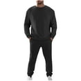 thumbnail image 2 of BXJX Men's Fleece-Lined Sweatsuit- Fall Crewneck Casual Pullover Crewneck Sweatshirts and Elastic Waist Sweatpants with Pockets Black Size S, 2 of 8