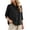 Black, variant on Women's Linen Cotton Blend 3/4 Sleeve Layered Fake Two-Piece Button Down Shirt,Black Women's M-XXL