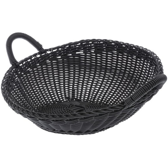HUBERT Round Storage Basket Black with Angled Front - 16"Dia x 7"H