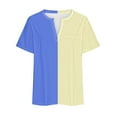 thumbnail image 5 of Plus Size Tops for Women Short Sleeve Solid Color Patchwork V-Neck Casual Loose Blouse Blue 2XL, 5 of 5