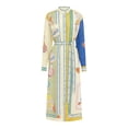 thumbnail image 6 of Women's Color Block Cotton-Linen Printed Tie-Waist Dress, 6 of 6